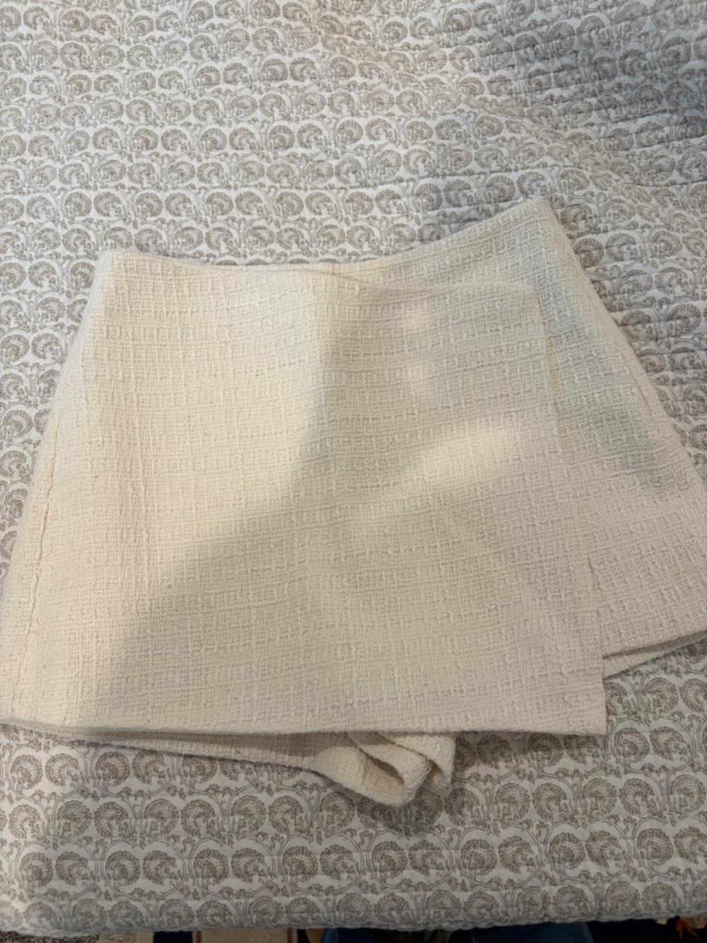 Zara Cream Textured Mini Skort